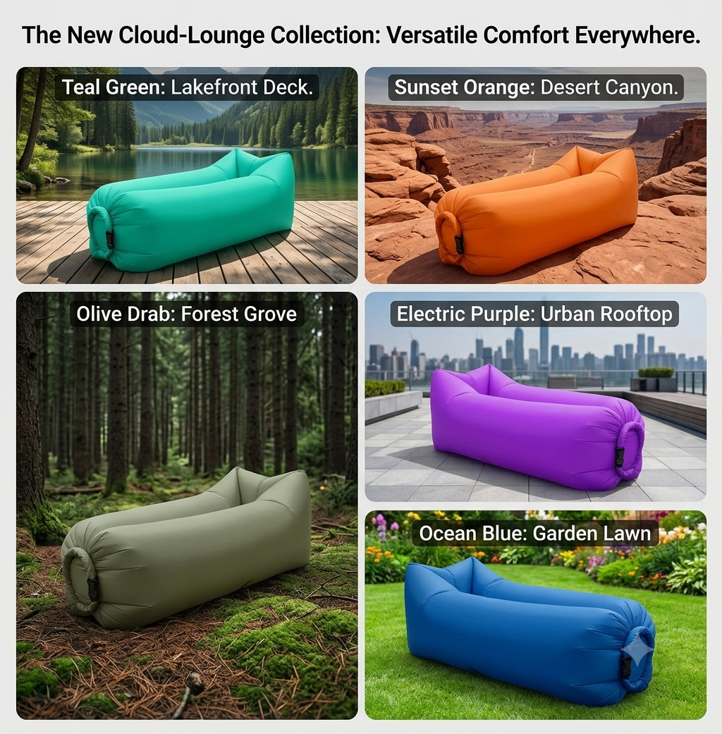 Cloud-Lounge Inflatable Air Sofa – Portable Waterproof Lounger