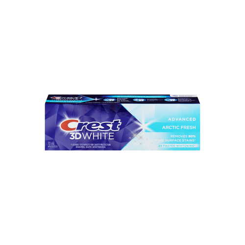 Crest CREST 3D WHITE 70ML ARCTIC FRESH ADVANCED REMOVES 90 % MORE SURFACE STAINS 2 X FASTER WHITENING FORMULA