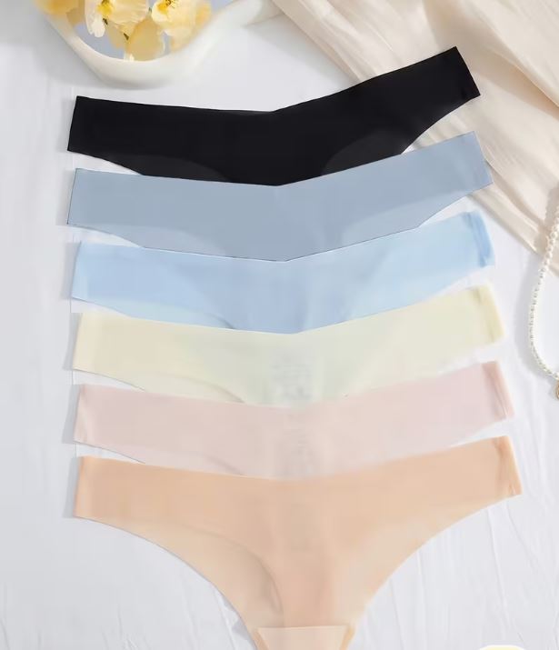 Pack of 6 Ultra-Thin Seamless Underwear – Breathable Ice Silk No-Show Thongs