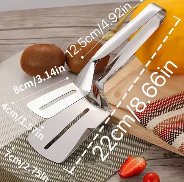 2-in-1 Stainless Steel Spatula Tongs – Multi-Functional Food Clip, Flip, Grip, and Serve with Absolute Precision