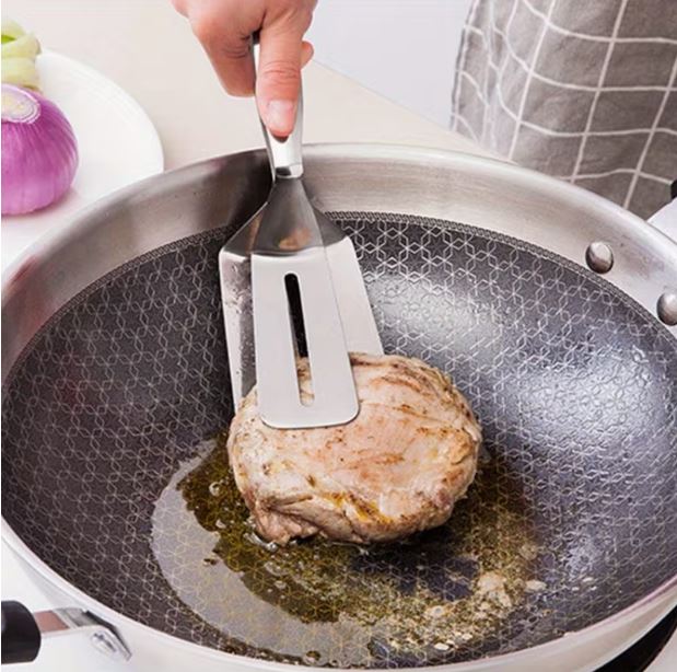 2-in-1 Stainless Steel Spatula Tongs – Multi-Functional Food Clip, Flip, Grip, and Serve with Absolute Precision
