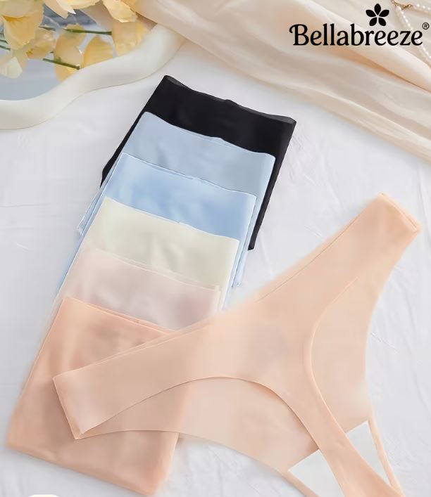 Pack of 6 Ultra-Thin Seamless Underwear – Breathable Ice Silk No-Show Thongs