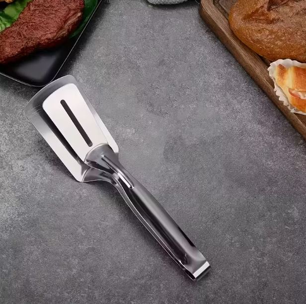 2-in-1 Stainless Steel Spatula Tongs – Multi-Functional Food Clip, Flip, Grip, and Serve with Absolute Precision