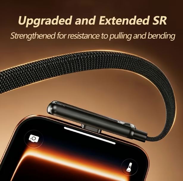 240W Foldable USB-C Fast Charging Cable with Phone Stand – Multi-Angle Rotating Holder, Braided Nylon Charging Cord