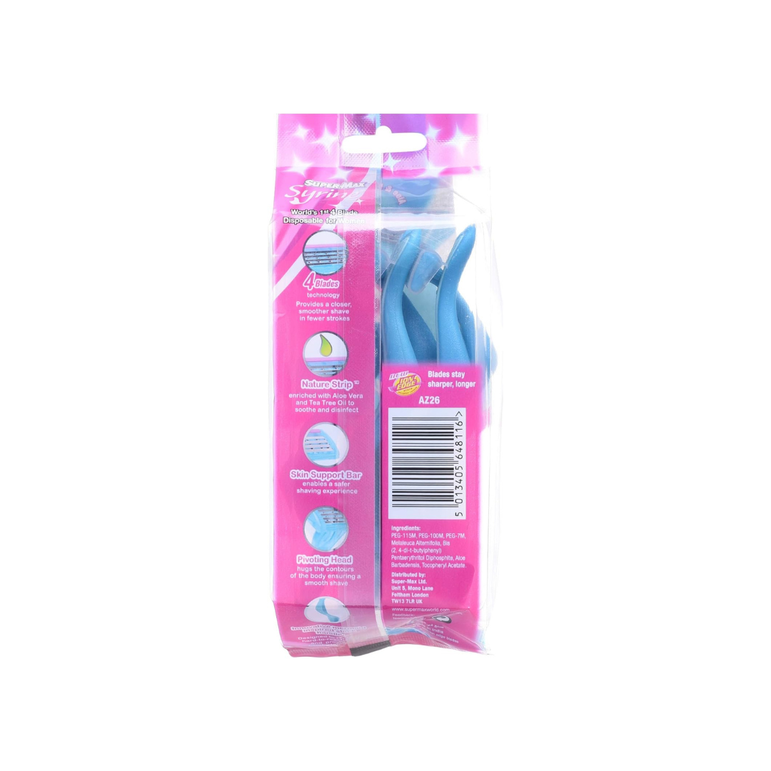Super SUPER MAX SYRINE SLEEK NO SLIP HANDLE 4 BLADES 6 PACK FOR WOMEN - image 2