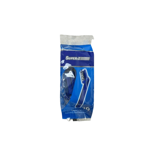 Super-Z SUPER-Z TWIN BLADE DISPOSIBLE RAZOR 10 PACK FOR MEN (BLUE )