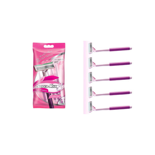 Supermax SUPERMAX WITH ALOE VERA AND VITAMIN E TRIPLE BLADE DISPOSIBLE ( 5 PACK FOR WOMEN)... - image 2