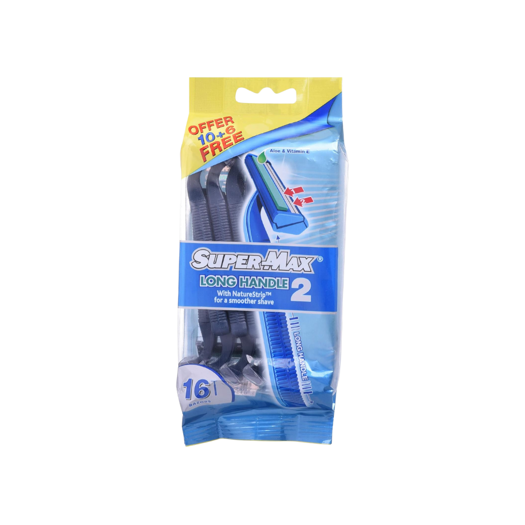 Supermax SUPERMAX LONG HANDLE WITH NATURE STRIP FOR A SMOOTHER SHAVE 5 PACK FOR MEN