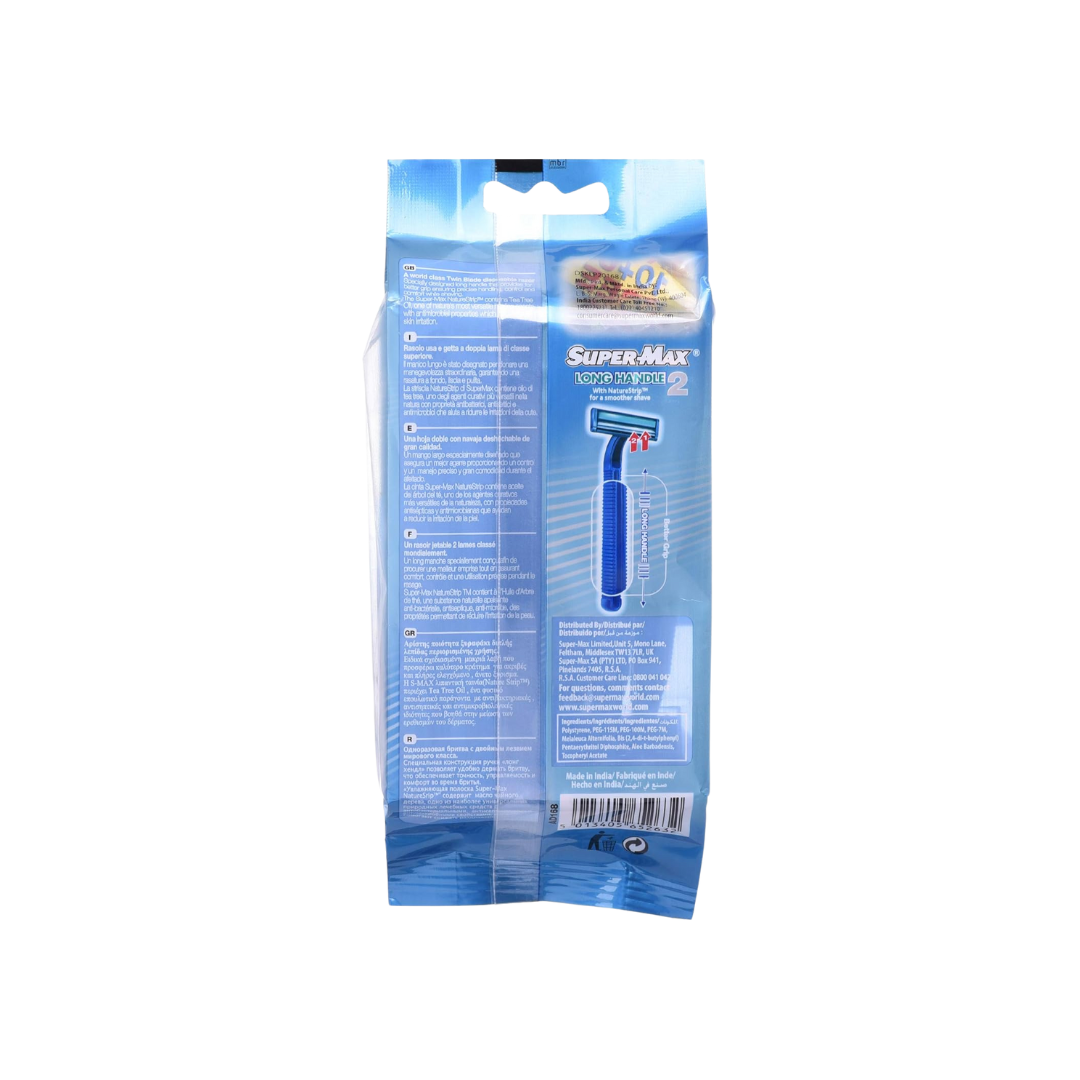 Supermax SUPERMAX LONG HANDLE WITH NATURE STRIP FOR A SMOOTHER SHAVE 5 PACK FOR MEN - image 2