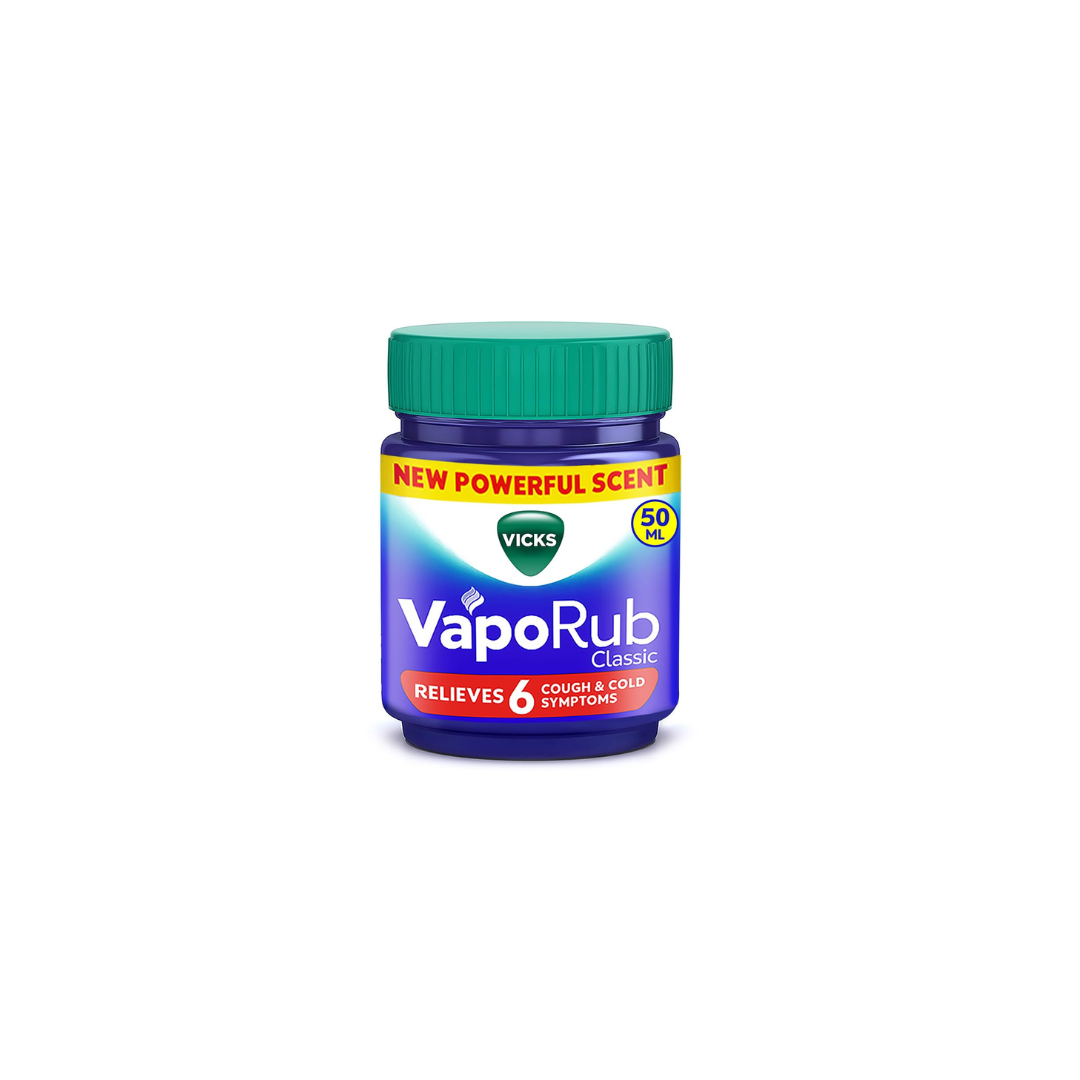 Vicks Vicks VapoRub Nasal Decongestant, Cough Suppressant, Relief from Cold, Aches, & Pains, Chest Rub Ointment, Original scent, 50 g/