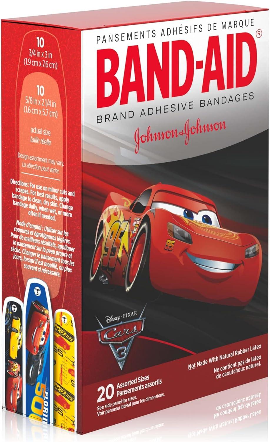 Band-Aid Adhesive Bandages Pixar Cars 20 Assorted Size