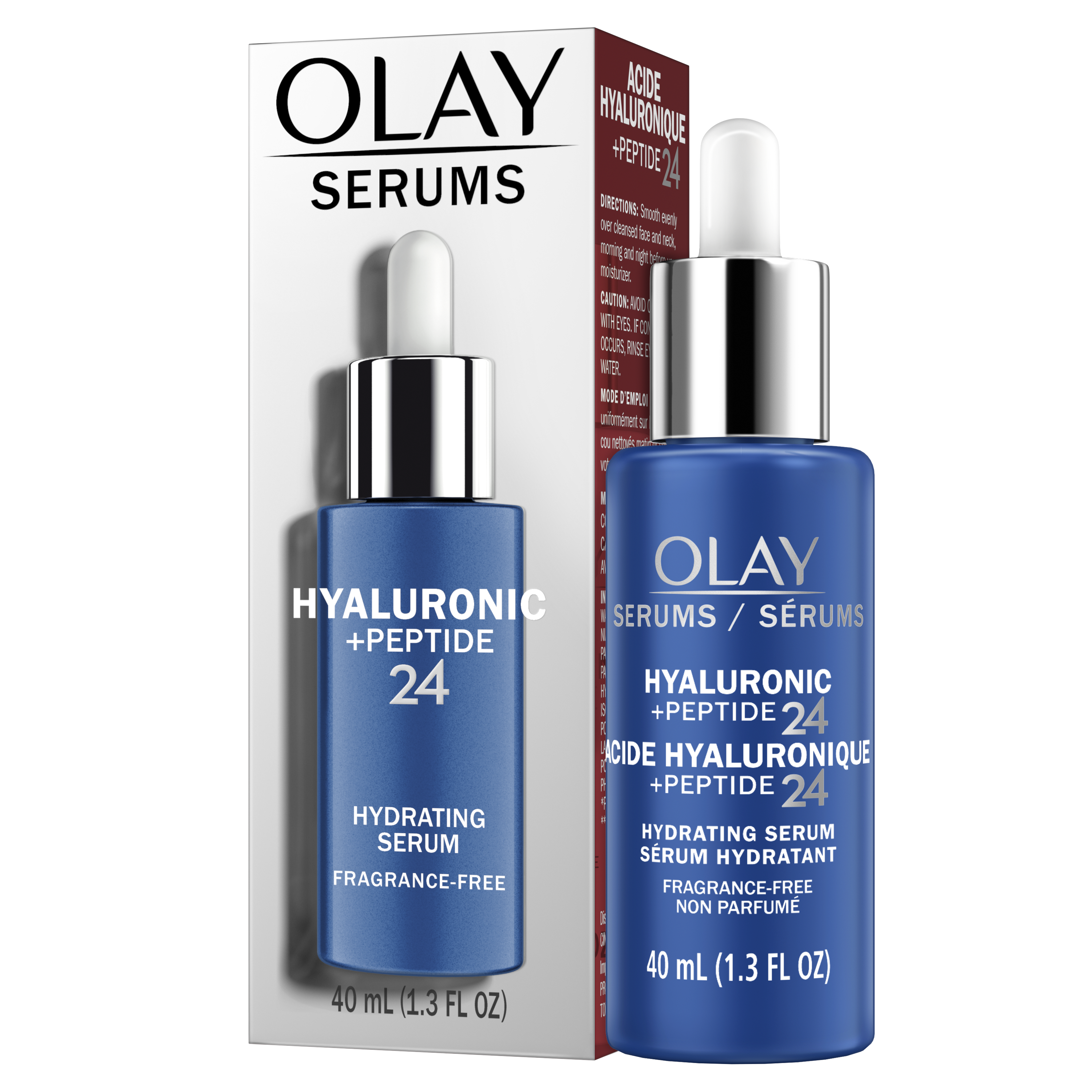 Olay Hyaluronic + Peptide 24 Hydrating Serum Fragrance-Free 40 mL with retail box