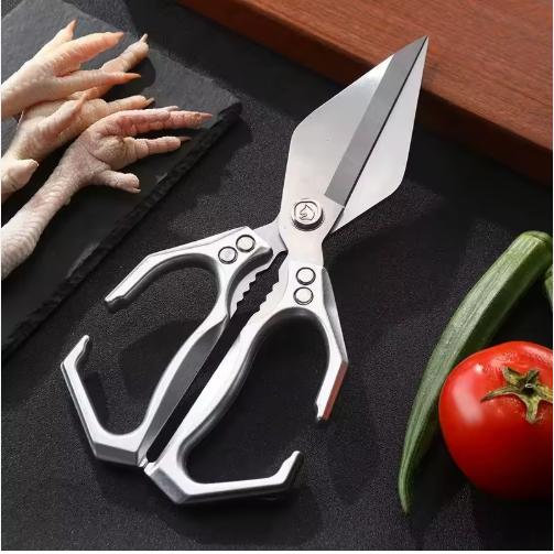 Multifunctional Heavy-Duty Kitchen Shears, 2026 New Heavy Duty Kitchen Scissors for Food with Ergonomic Handle, Sharp Stainless Poultry Scissors for Chicken, Meat (Silver) High Carbon stainless steel heavy duty poultry kitchen scissors, dish washer safe